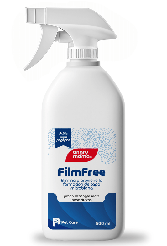 FilmFree - potente jabón desengrasante que elimina y previene la capa microbiana en platos y utensilios.